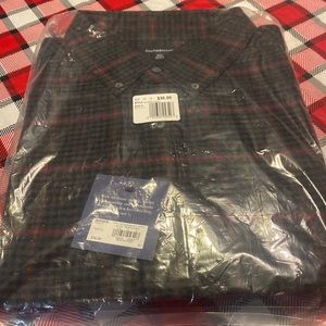 Crofts & Barrow  XL black/ gray/ red check flannel, long sleeve shirt